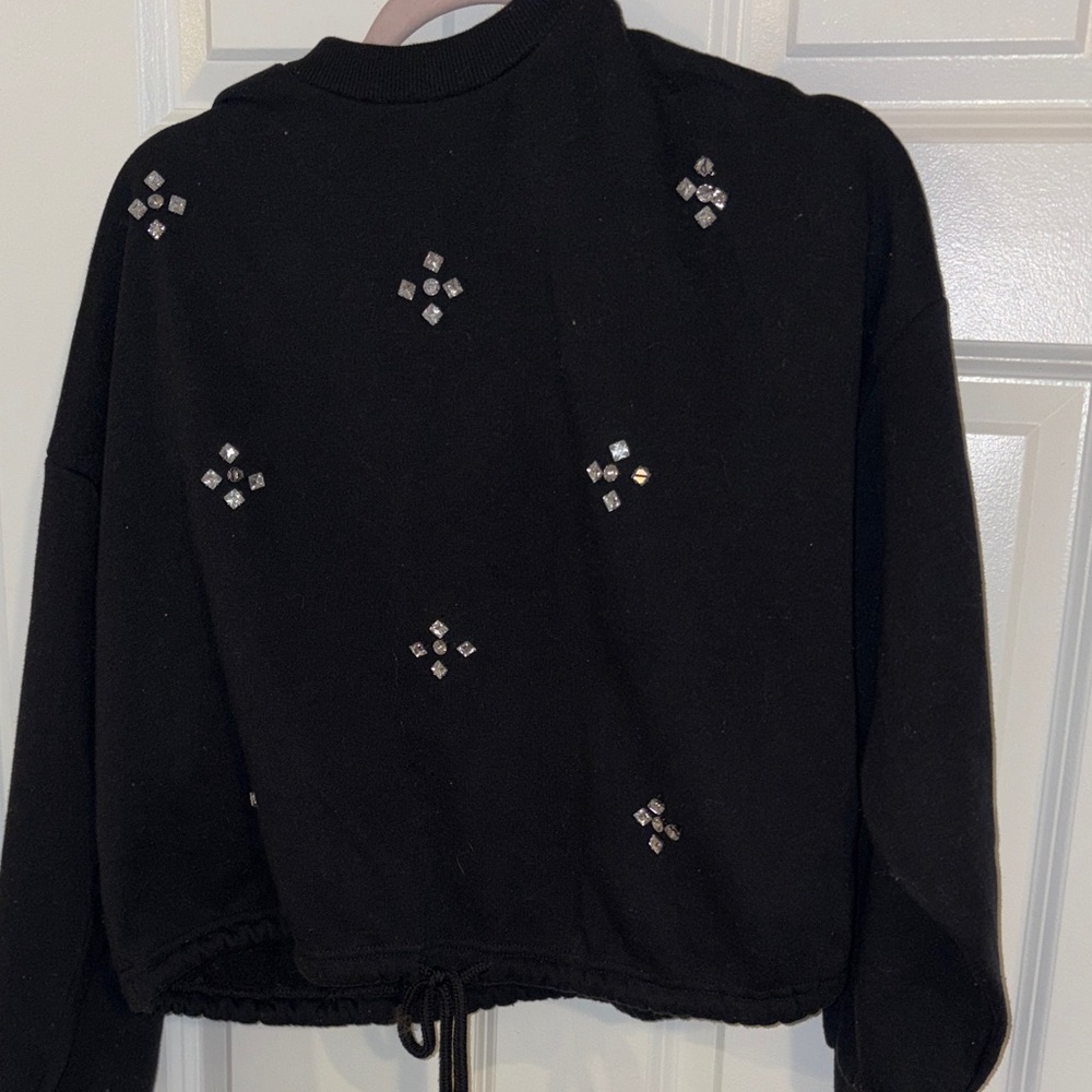 Forever 21 Black Embellished Teddy Jacket